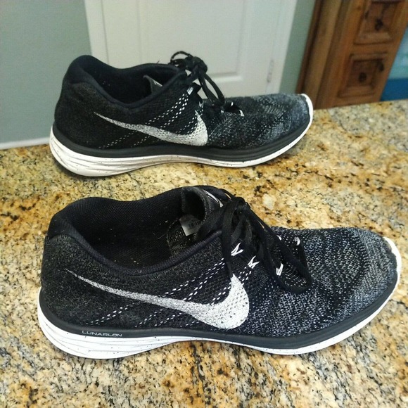 Nike Mens Flyknit Lunar III 698181-010 Black Oreo Running Shoes Sneakers Size 14 - Picture 5 of 12